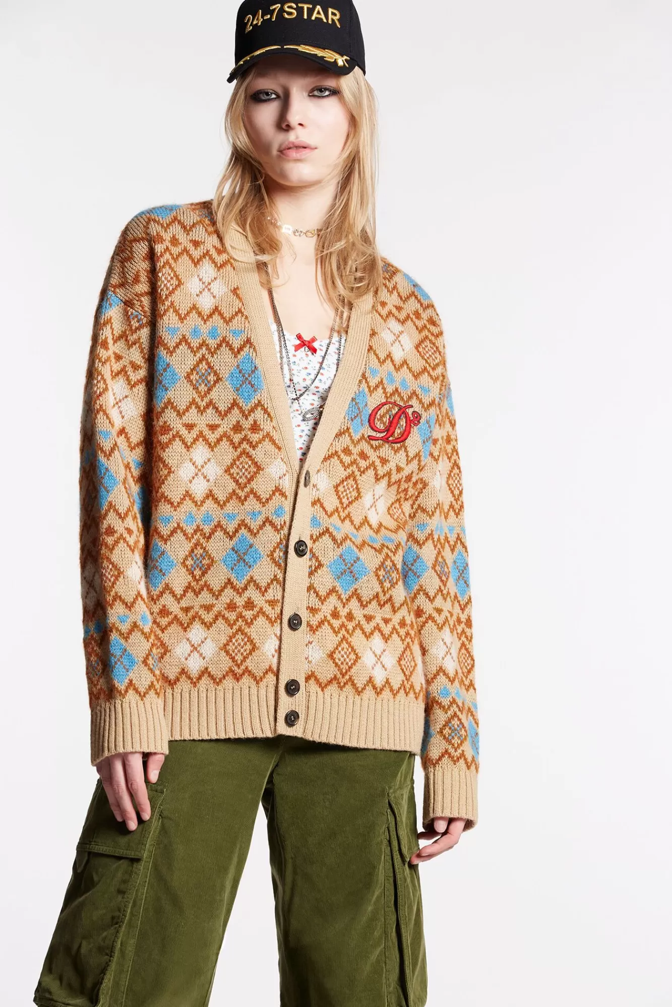 Heart Vintage Shetland Cardigan Knit<Dsquared2 Fashion